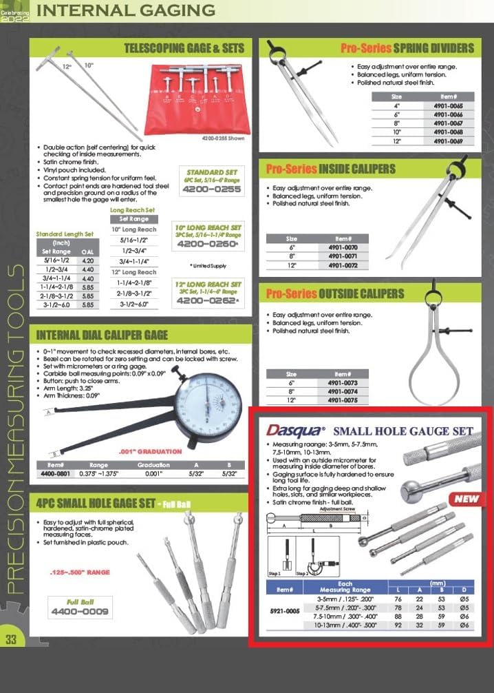Dasqua 5921-0005 4 Piece .125-.500" Small Hole Full Ball Gage Set - Image 2